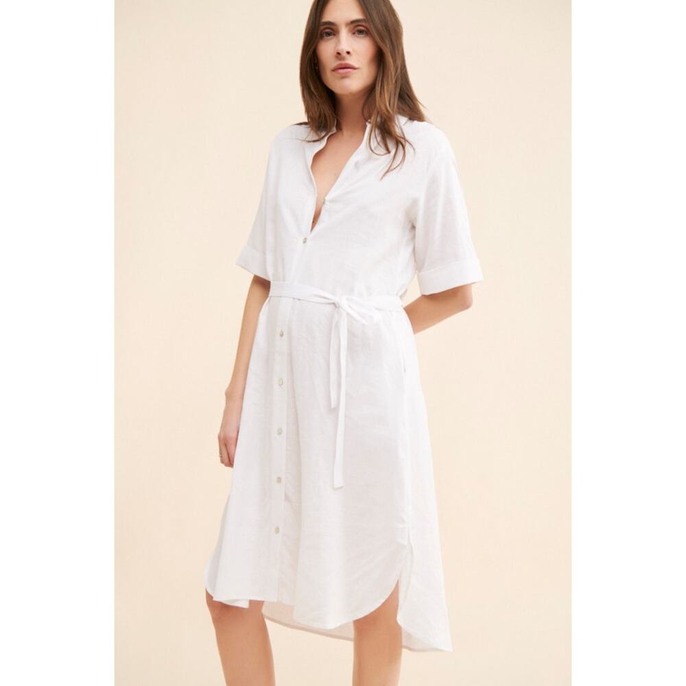 Ripe Maternity Molly Shirt Dress White‎ Size M